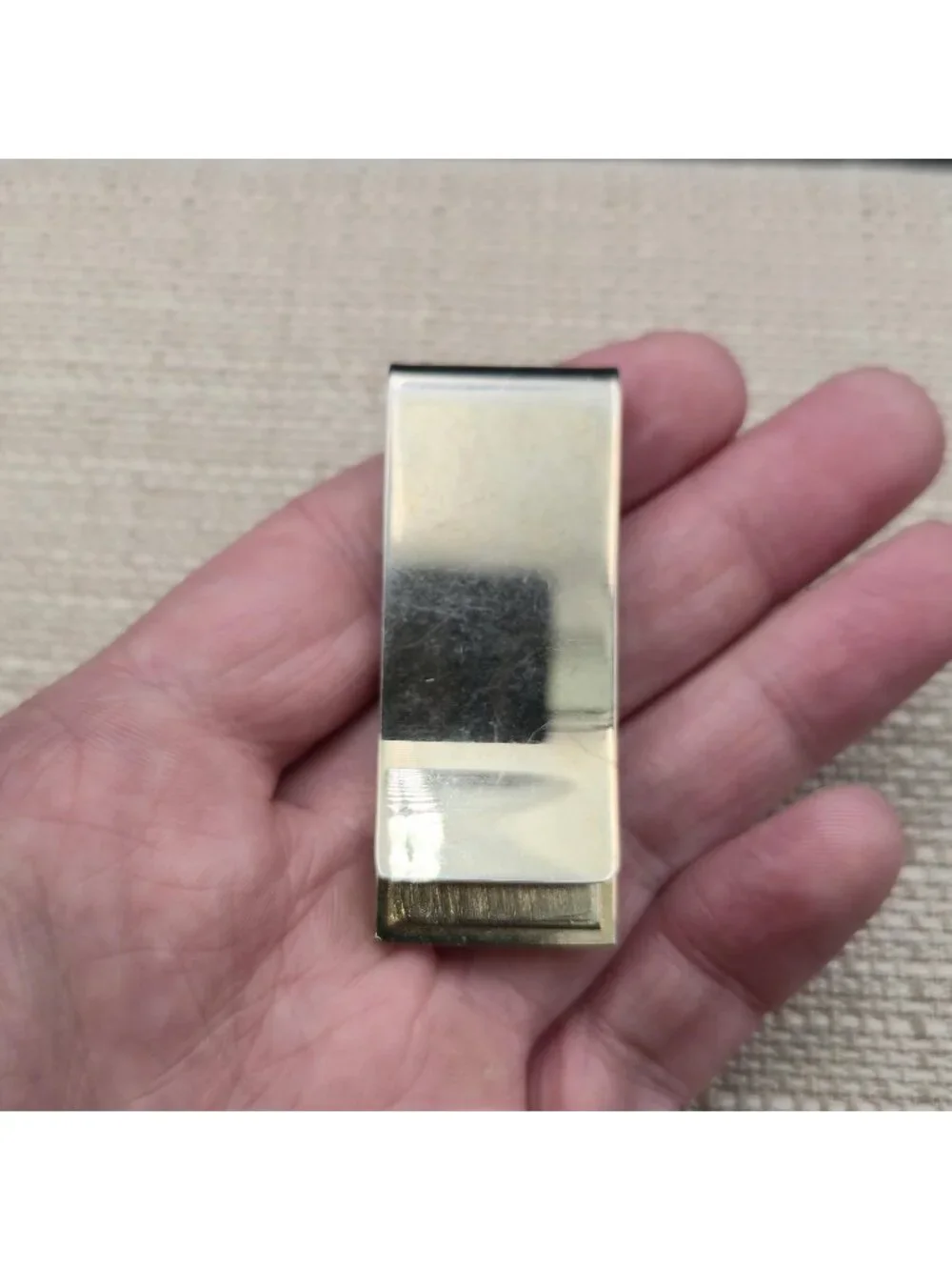 Vintage Two Tone Brushed Silver & Gold Dollar Sign Minimalist Men's Money Clip B